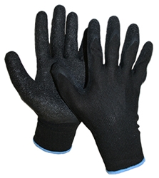 #662-665 Black Nylon Latex Dipped Gloves (Dozen) 662, 663, 664, 665